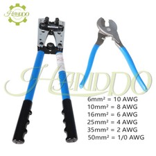 Cable Crimper and Cable Wire Cutter Tool Set For 10,8,6,4,2,0 AWG Wire