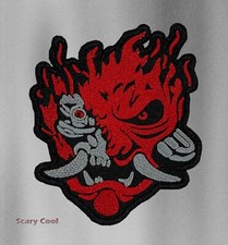 New Skull Demon Fire Horror Gothic Embroidered Biker Iron On Patch