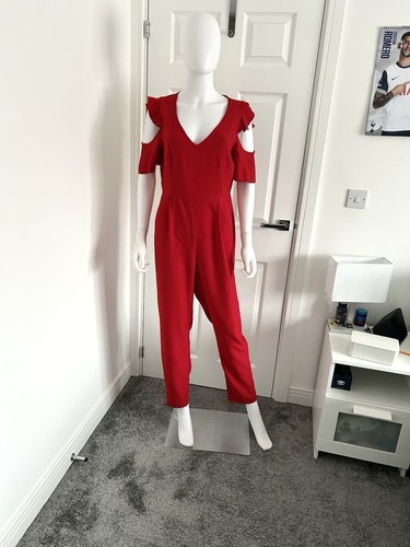 George Asda Women's Red Cold Shoulder Jumpsuit Size 10 - Picture 2 of 15