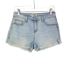 Umgee Womens 28 Light Wash Frayed Hem Cut Off Denim Jean Shorts