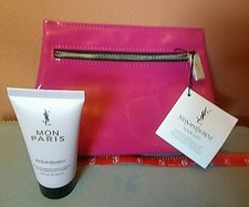Yves Saint Laurent mon Paris body lotion pink zip cosmetic bag 5 ml 1.6 oz new
