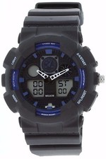 Fashion Watch Anti SHOCK digital Sports Dual time analog Men blk/blue