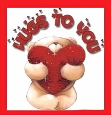 Hugs To You Teddy Bear Hugging Big Red Heart Love MAGNET