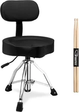 Drum Throne w/Backrest, Oversized Motorcycle Shape Seat Height Adjustable Stool