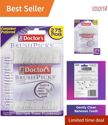 Soft Bristle Interdental Toothpicks - 275 Picks for Braces and Dental Hygiene