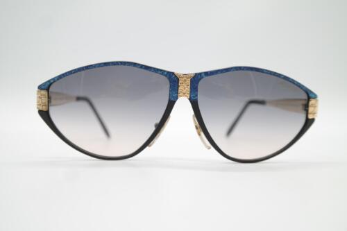 Vintage Alpina MC3 2221303 Azul Negro Oro Ovalada Gafas de Sol Sunglasses NOS - Picture 1 of 6