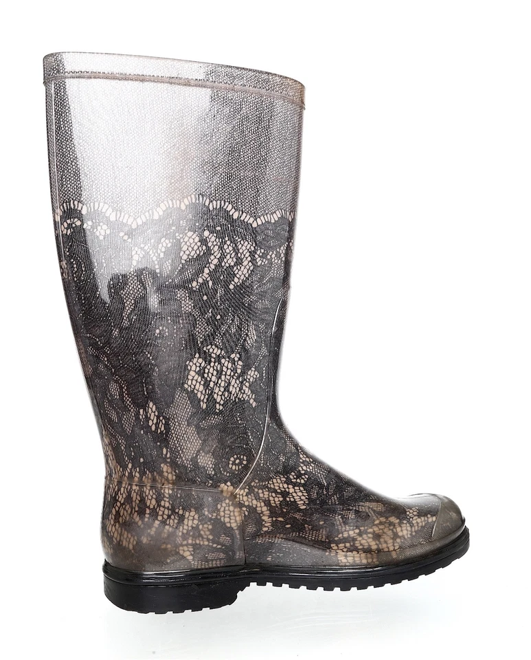 Valentino Garavani Bota de Lluvia Estampado de Encaje Gris Mujer Talla 37 EUR Z23111 * Foto 3 de 4