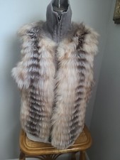 Maximilian Bloomingdale Real Bleached Feathered Ribbed Fox Fur 22" Vest
