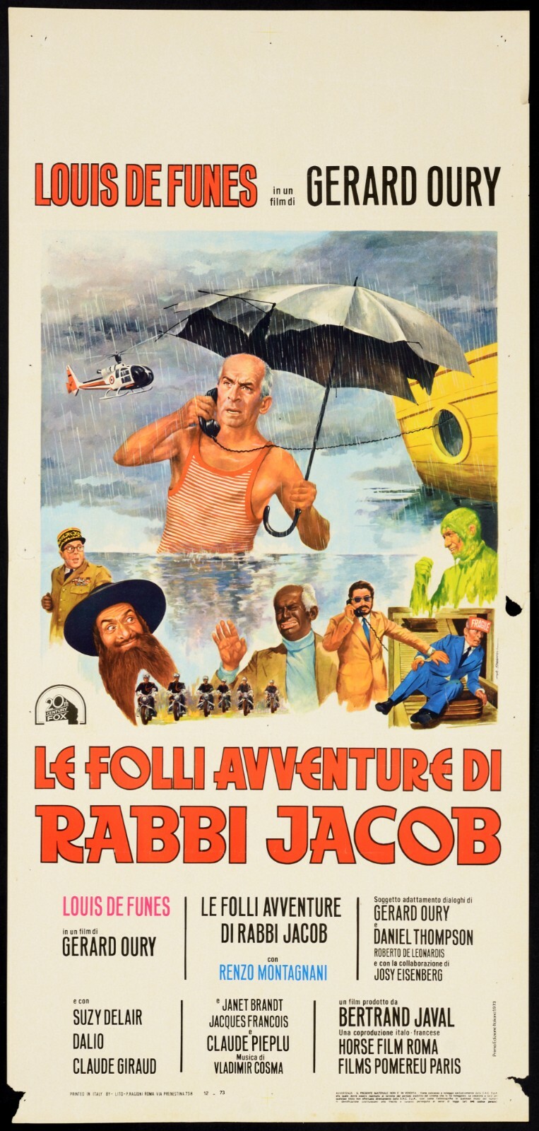 Locandina originale film Le folli avventure di Rabbi Jacob (1974) - Regia di Gérard Oury