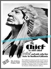 Santa Fe Railroad 1929 The Chief Vintage Poster Print Retro Style Train Art