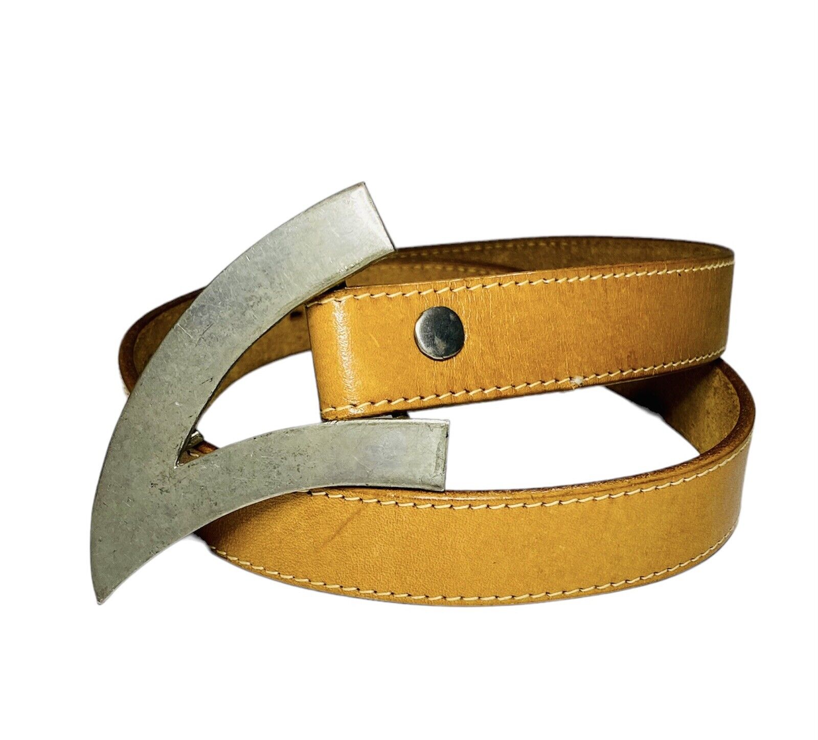 Robin Kahn Tan Belt With Silver Tone Arrowhead Buckle Cowhide Size 28 Native