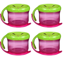 Playtex Twist n Click Snacker with Lid, Pink (4 Pack)