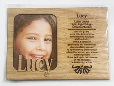 LUCY Personalized Name Profile Laser Engraved Wood Picture Frame Magnet