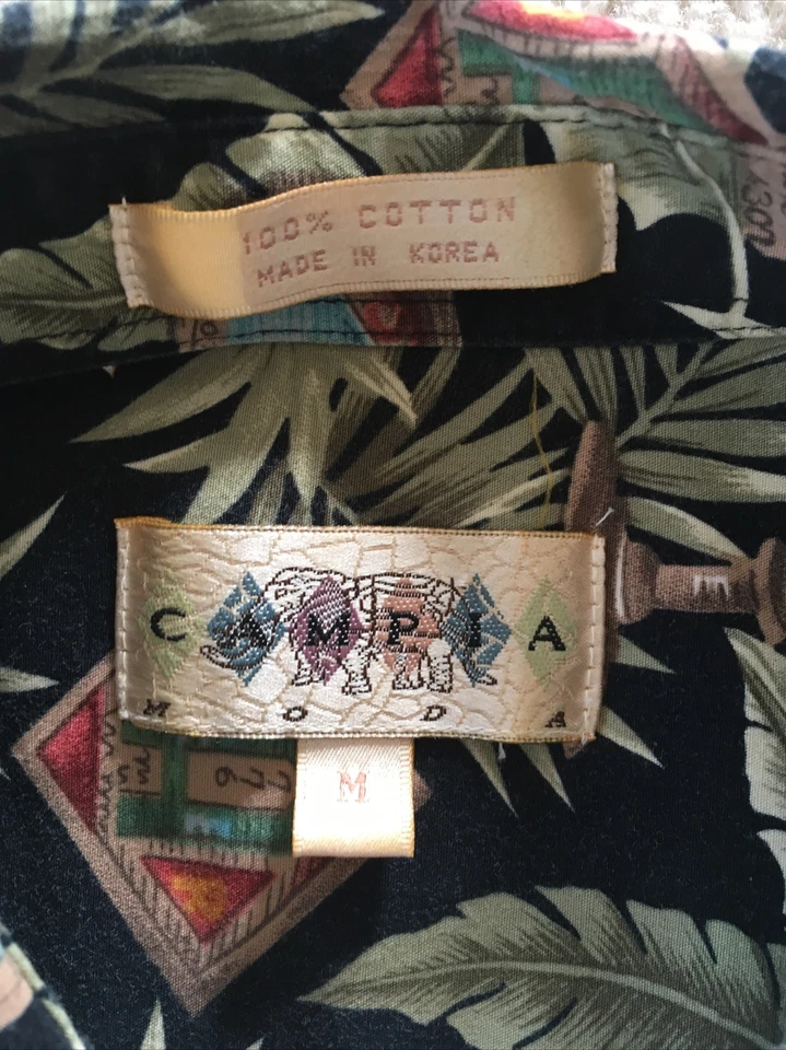 Campia Moda Beer Mixed Drinks Palm Leaves Beach Vacation Shirt Men's M EUC - Image 2 of 4