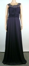 BETSY  ADAM Dress Formal Gown Size 12 Purple Silver Beading Open Weave Neckline