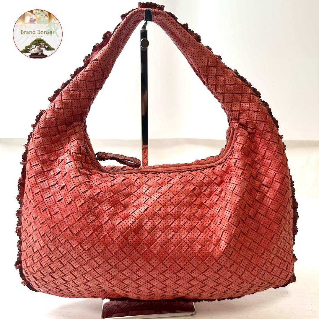 Limited edition Bottega Veneta Intrecciato Hobo one-shoulder bag in red