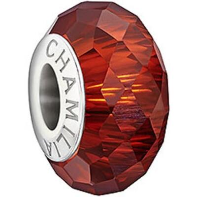 NWT Chamilia RED CZ JEWELED COLLECTION Cut Glass Sterling Bead 2410-0010 $35