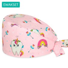 Unisex teeth printed Nurse scrub Cap Dentist Nursing hat surgeon caps women men