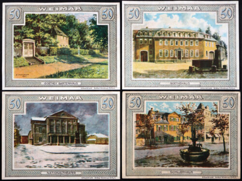 WEIMAR 1921 Beautiful Art! Goethehaus Nationaltheater Complete Series Notgeld