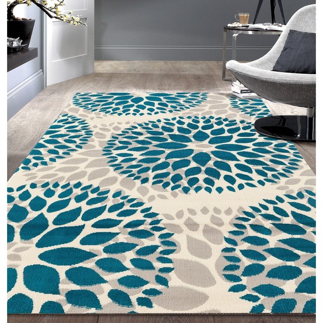 Throw Rug Blue Floral Contemporary Living Room Dining Area Floor Mat Scatter 5x7 For Sale Online Ebay