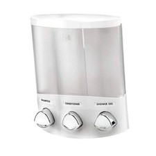 3 Chamber White Shower Dispenser Wall Mounted with Lifetime Warranty