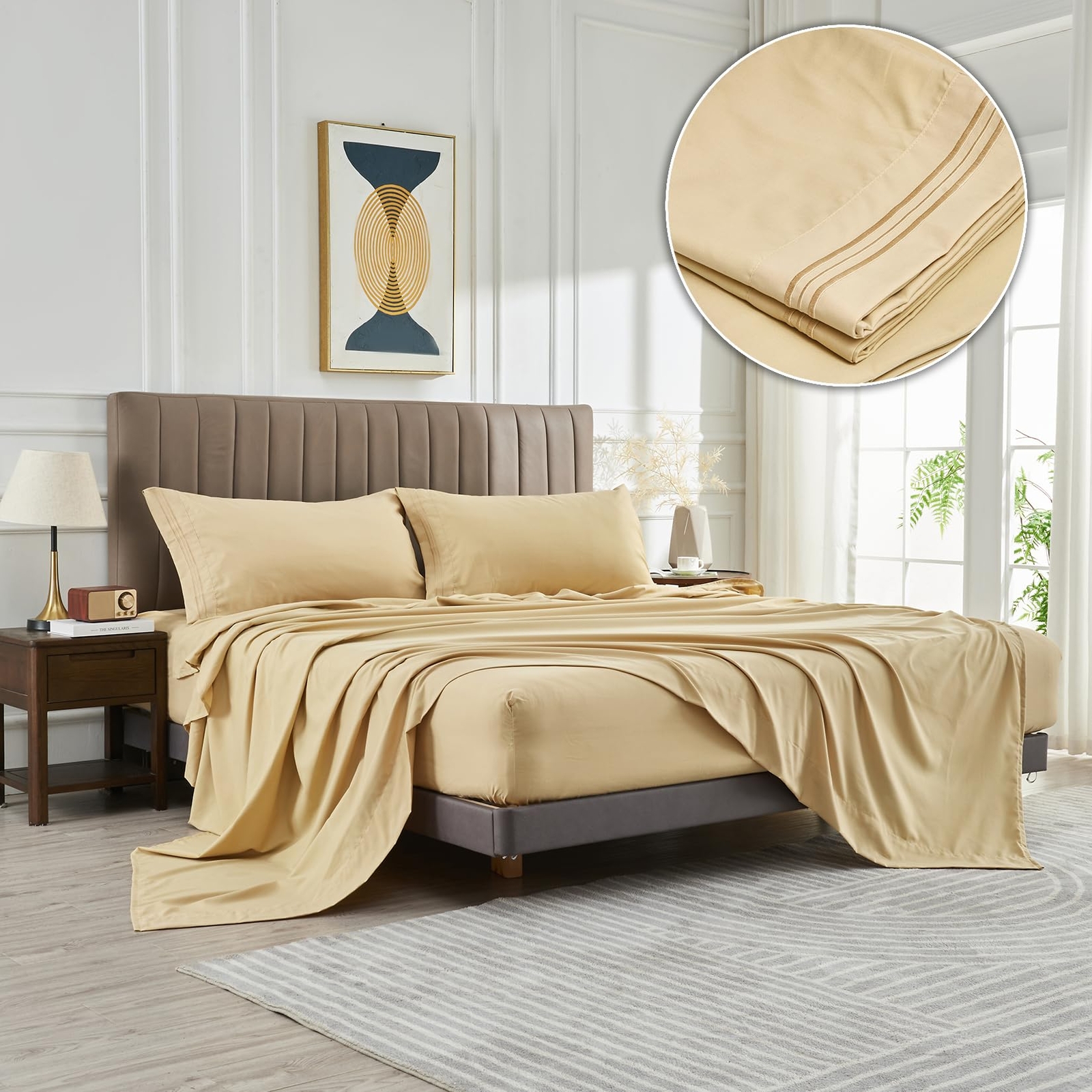 Microfiber Easy Fit Queen Size Bed Sheet Set Extra Soft Deep Pockets Luxury H...