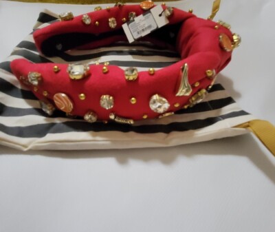 Lele sadoughi knotted game day basketball headband red HOST PICK Lele Sadoughi Red Basketball knotted Crystal Headband NWT  main image 2