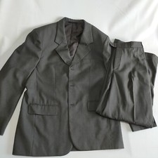 Vintage Asia International Tailored 2 Pcs Suit Dark Grey Pinstripe 42 34W X 30L