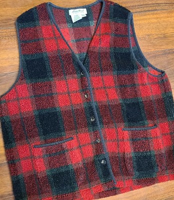 VTG EDDIE BAUER Vest Red Green Buffalo 