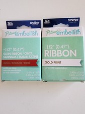 Brother P-Touch Embellish 1/2" 0.47" Satin Ribbon. Set Of 2.