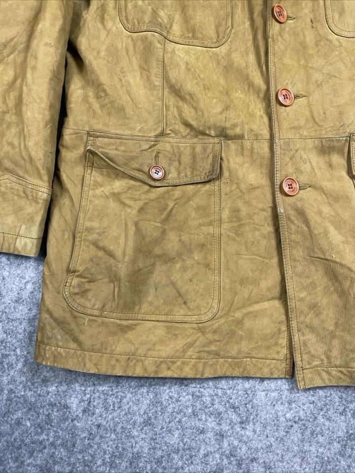 Tommy Hilfiger Suede Jacket Mens XL Brown 4 Pocket Chore Barn Hip Hop Distressed - Image 3 of 4