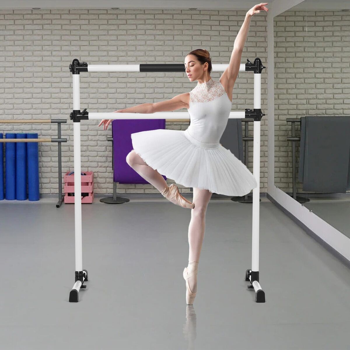 Ballet Barre Portable 3.3ft DOUBLE Bar Stretch/Dance Bar Freestanding  Adjustable