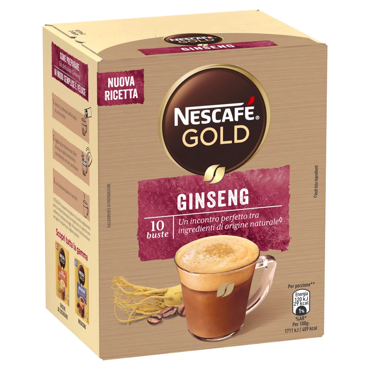 Nescafe' Gold Coffee Soluble Ginseng Coffee Bubble Tea Drink Coffee 10 Bags