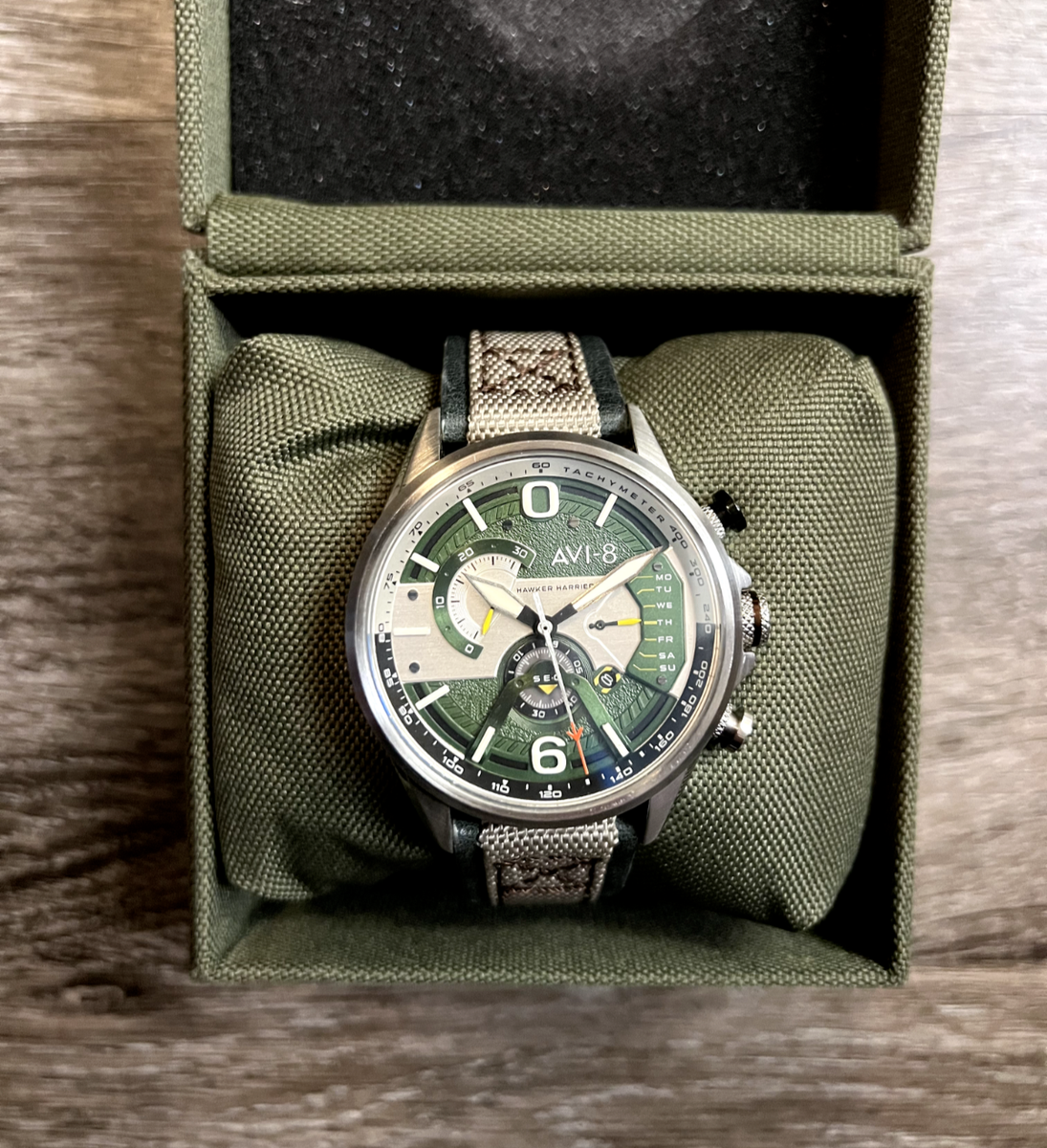 AVI-8 Hawker Harrier II Dual Retrograde Chronograph Silver Green