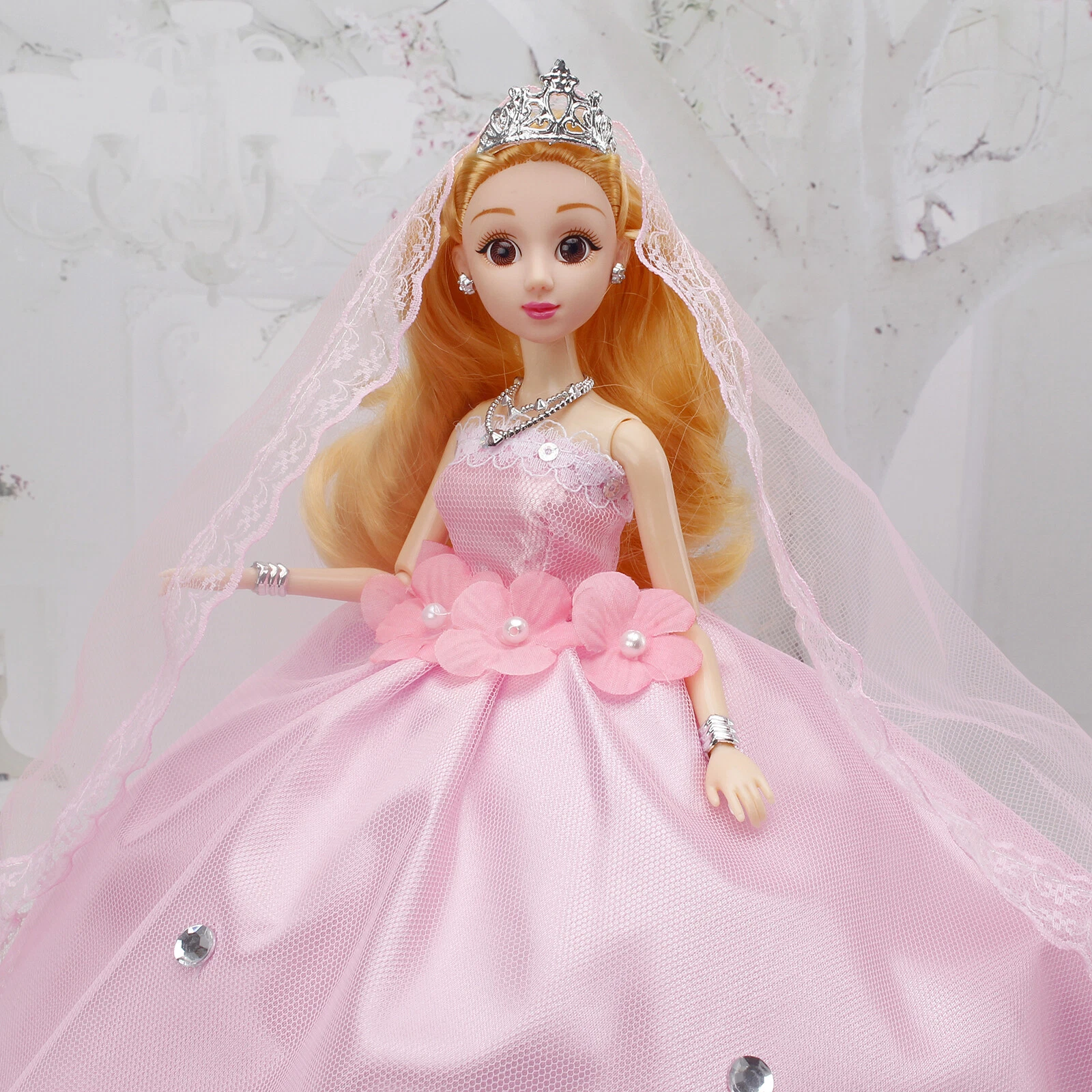 VETEMENTS 2 pezzi bambola abito da sposa con diamanti pizzo bambole vestito principessa fai da te divertimento per ragazze