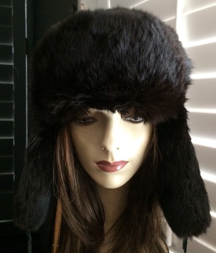 MINK FUR HAT RUSSIAN USHANKA TRAPPER 