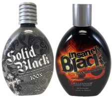 Millennium Tanning SOLID BLACK Bronzer + INSANELY BLACK Tingle Indoor Bed Lotion