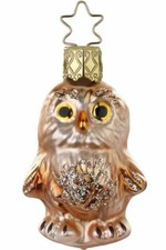 Inge-Glas Owl 10023S021 German Glass Christmas Ornament