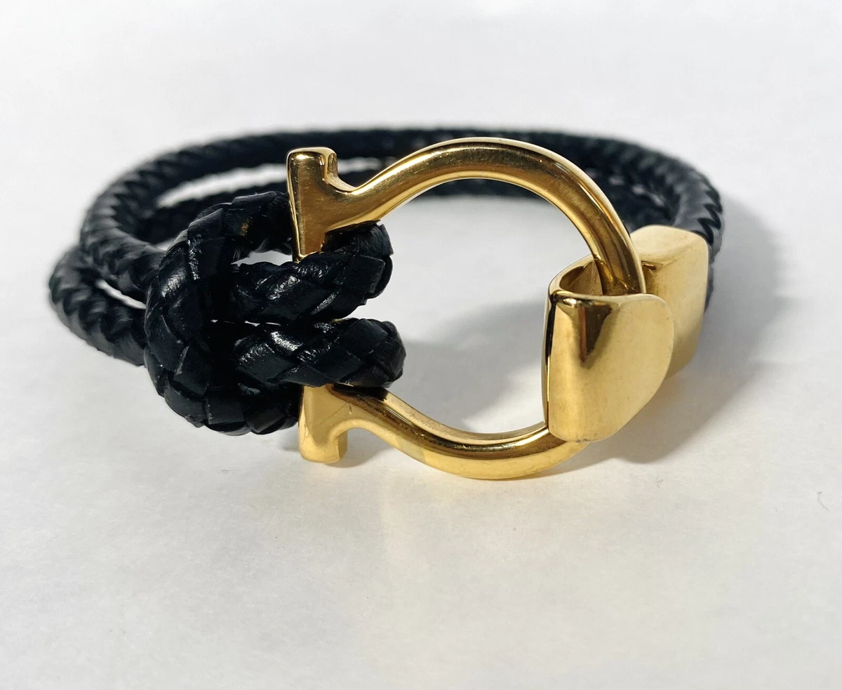 The Black and Gold plated leather bracelet