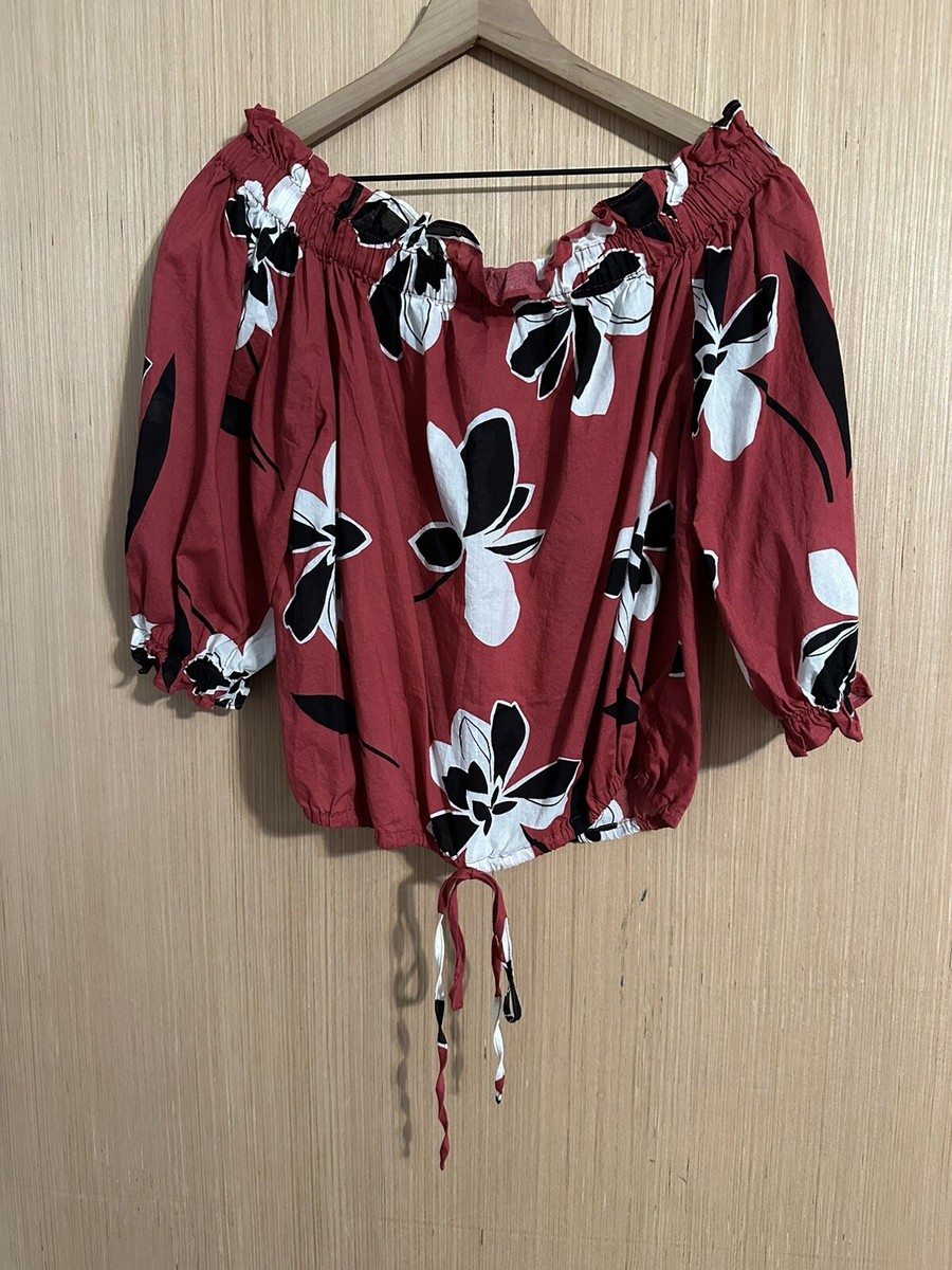 Haut Femme WHO.A.U à Col Licou Imprimé Floral - 100% Coton - Taille XS - Occasion Très Bon état
