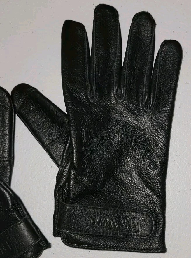 Guantes de moto First Gear 100 % cuero bordados negros XL para mujer Foto 2 de 4