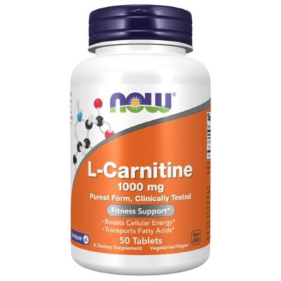 NOW FOODS L-Carnitine 1000 mg 50 Tablets EX 02/29
