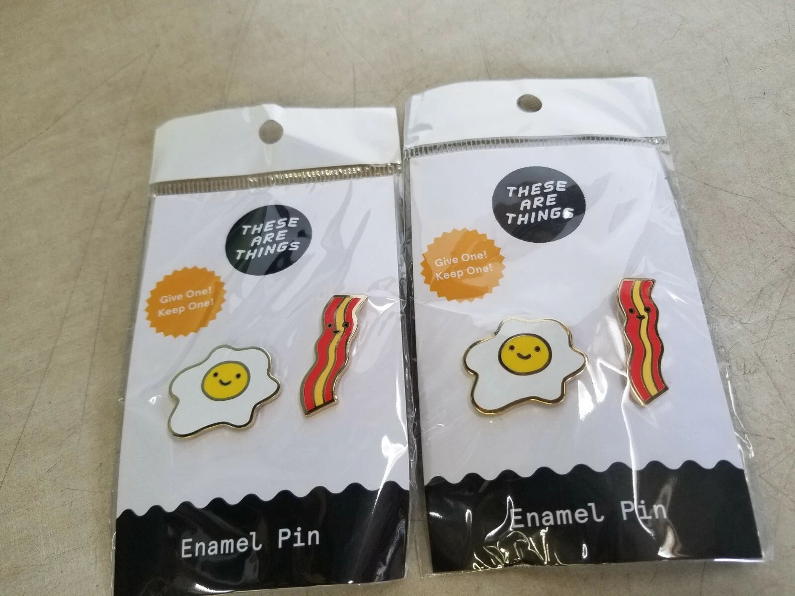 Lot of 10 - These Are Things Enamel Pins - Bacon & Egg