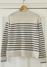 Uniqlo Womens Navy Blue & White Breton Striped Long-Sleeved Jumper M UK 12 EU 40