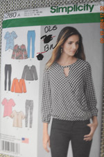 Simplicity Pattern 1280 Misses Tunic Tops  Leggings Size XS-XL 6-24 Uncut