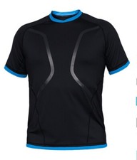 Bare Men's Short Sleeve Watershirt Rash Guard 50 SPF UV Protection Blk/Blue 2XL