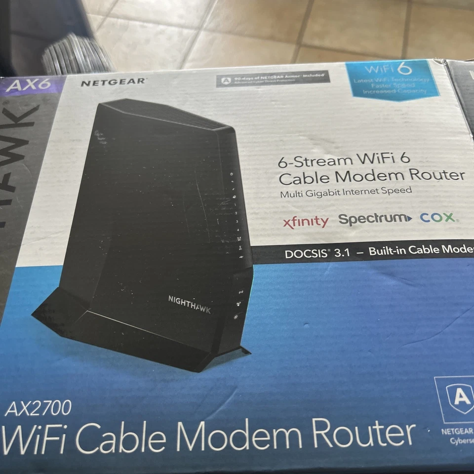 NETGEAR Nighthawk AX6 AX2700 Wi-Fi 6 Cable Modem Router NETGEAR Nighthawk Modem - Image 3 of 4