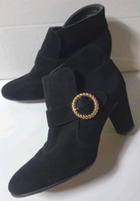 Vintage 60s Amano Bootier Lady Doll Last Black Boots Booties Heels 7 Mod Narrow