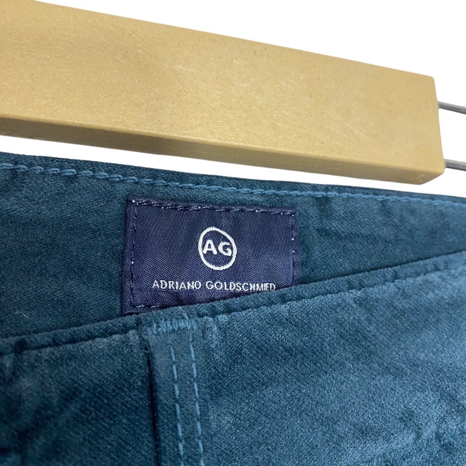AG Adriano Goldschmied Velvet Pants Womens 27 Teal Farrah Skinny High Rise NEW thumbnail 3