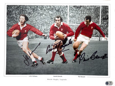 JPR Williams Gareth Edwards & Phil Bennett (Wales) signed 16x12 photo ACG CERT